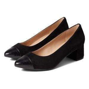 Cole Haan Women's Go-To Pump Heel Black Leather Waterproof Suede Cushioned 9.5